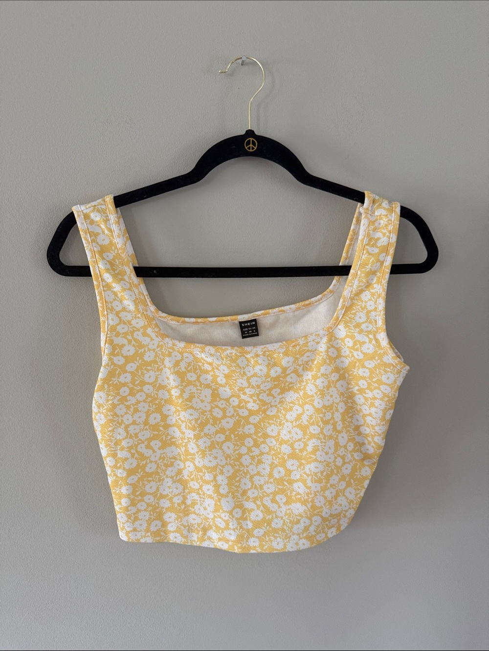 Yellow & White Floral Square Neck Crop Top